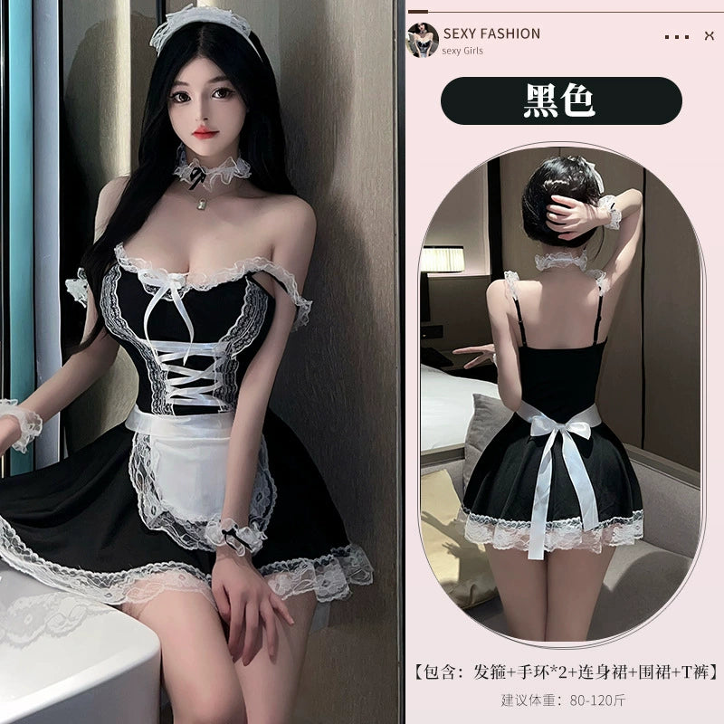 奶味小女仆 【发箍+手环*2+连身裙+围裙+T裤】C352