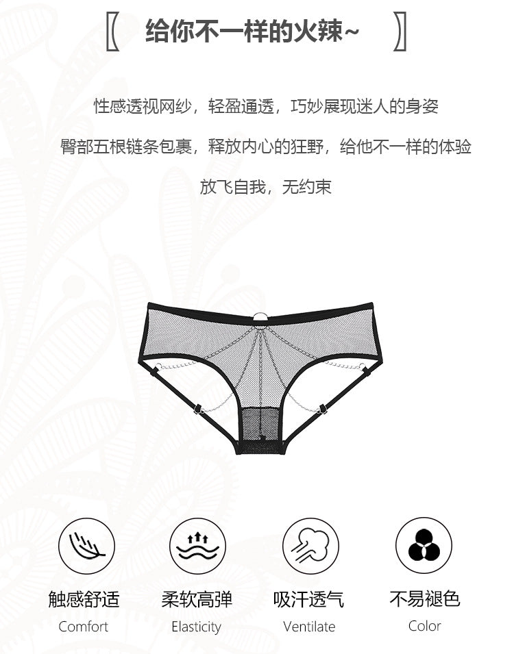Crotch Free Lace Zipper Temptation Thong