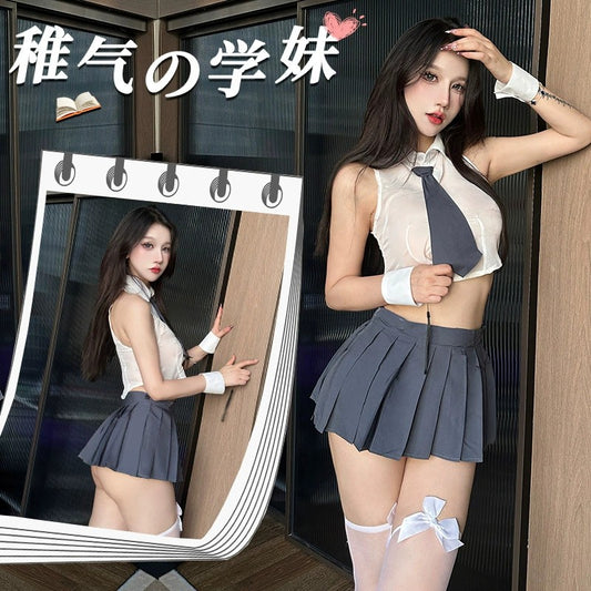 嫩嫩の学妹 【领带+衬衫+手环*2+百褶裙+T裤】C359